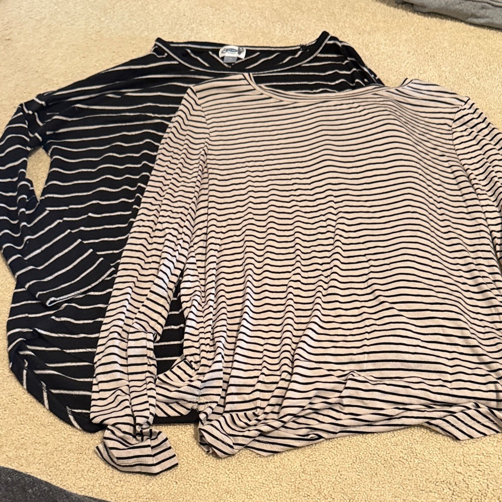 Old Navy Striped Long Sleeve Tees - Black and Cream